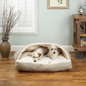 Snoozer Pet Products Luxury Microsuede Rectangle Cozy Cave Covered Dog Bed w/ Removable Cover, Buckskin, Large