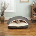 Snoozer Pet Products Luxury Microsuede Square Cozy Cave Covered Dog Bed w/ Removable Cover, Anthracite, Large