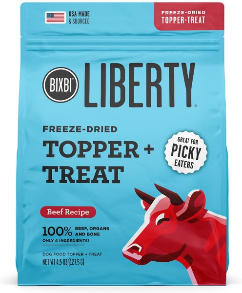 BIXBI Liberty Beef Recipe Freeze-Dried Dog Topper & Treat, 4.5-oz bag slide 1 of 3