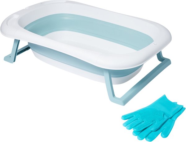 Pet Republique Elevated Foldable Pet Bathtub & Silicone Bathing Gloves for Dogs & Cats slide 1 of 2