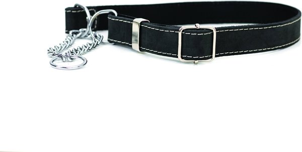 Euro-Dog Luxury Leather Martingale Dog Collar, Black, Small slide 1 of 7