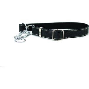 Euro-Dog Luxury Leather Martingale Dog Collar, Black, X-Large