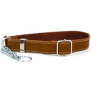 Euro-Dog Luxury Leather Martingale Dog Collar, Bark Brown, Medium