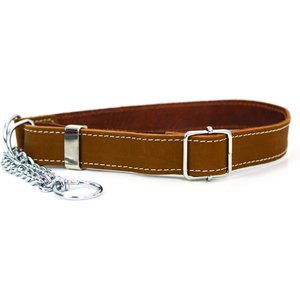 Euro-Dog Luxury Leather Martingale Dog Collar, Bark Brown, Large