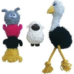 Rocket & Rex Oh My! Sheep Stuffing-Free Squeaky Plush Dog Chew Toy Set, 3 count