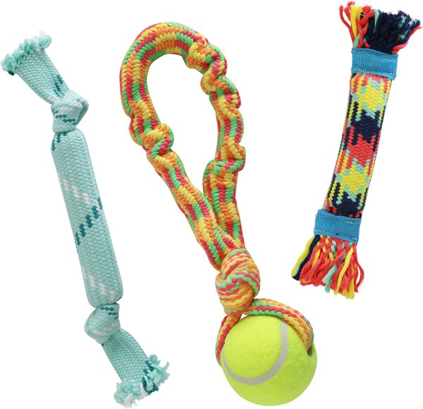 Rocket & Rex Not just Your Plain Old Rope Dog Tennis Tug Toy Set, 3 count slide 1 of 5