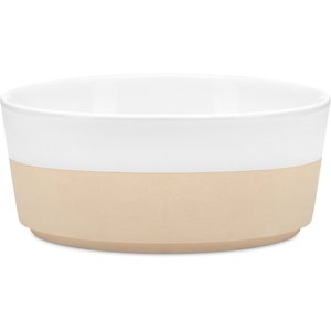 Waggo Textured Dipper Ceramic Dog Bowl, White, Medium