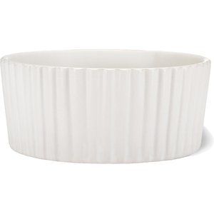 Waggo Ripple Matte Ceramic Dog Bowl, White, Small