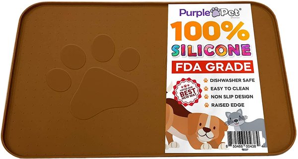 iPrimio Paw Print Dog & Cat Feeding Mat, X-Large, Brown slide 1 of 7