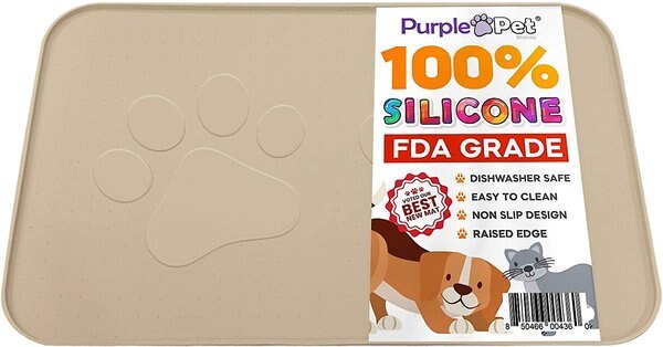 iPrimio Paw Print Dog & Cat Feeding Mat, X-Large, Taupe slide 1 of 7