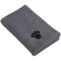 Bone Dry Embroidered Paw Dog & Cat Towel, Gray