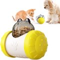 HANAMYA Interactive Balanced Rotating Food/Treats Dispensing Dog & Cat Toy, Yellow