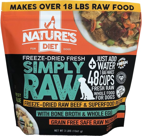 Nature's Diet Fresh Beef Simply Raw Freeze-Dried Dog Food, 3-lb bag slide 1 of 8