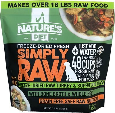 Nature's Diet Fresh Turkey Simply Raw Freeze-Dried Dog Food, 3-lb bag, slide 1 of 1