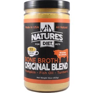 Nature's Diet Original Blend Beef Bone Broth Dry Dog & Cat Food Topping, 16-oz jar