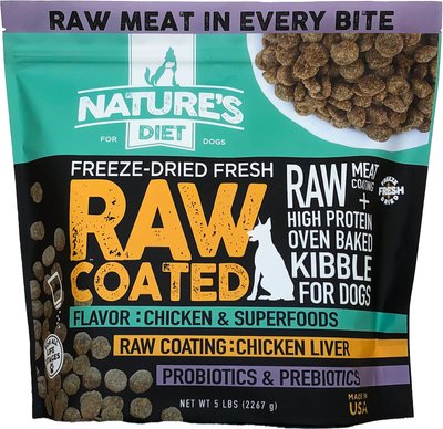 Nature's Diet Raw Coated Kibble Raw Chicken Liver & Bone Broth Coating Freeze-Dried Dog Food, 5-lb bag, slide 1 of 1