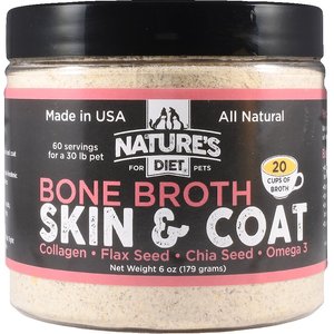 Nature's Diet Skin & Coat Bone Broth Dry Dog & Cat Food Topping, 6-oz jar