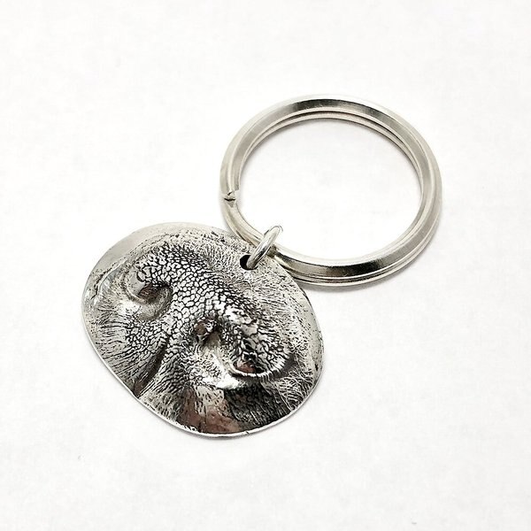 Precious Metal Prints Custom Silver Pet Nose Key Ring slide 1 of 1