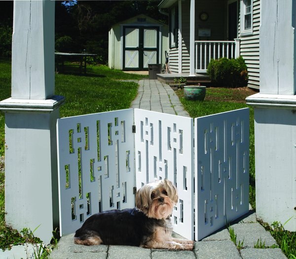 Etna Geometric Design Wood Dog Gate slide 1 of 3