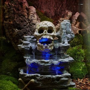 Zoo Med Repti Rapids LED Waterfall Skull Style Reptile Ornament, Medium