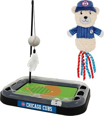 Frisco Baseball Bear Plush and Crinkle Kicker Toy + Pets First Chicago Cubs Baseball Cat Scratcher Toy with Catnip, slide 1 of 1