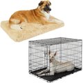 Frisco Eyelash Orthopedic Crate Mat, Sand, 48-in + Fold & Carry Single Door Collapsible Wire Dog Crate, 48 inch