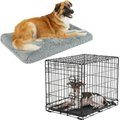 Frisco Eyelash Orthopedic Crate Mat, Smoky Gray, 24-in + Fold & Carry Single Door Collapsible Wire Dog Crate, 24 inch