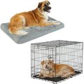 Frisco Eyelash Orthopedic Crate Mat, Smoky Gray, 36-in + Fold & Carry Single Door Collapsible Wire Dog Crate, 36 inch