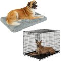 Frisco Eyelash Orthopedic Crate Mat, Smoky Gray, 42-in + Fold & Carry Single Door Collapsible Wire Dog Crate, 42 inch