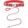 Frisco Outdoor Comfort Print Nylon Padded Collar, Small - Neck: 10-14-in, Width: 5/8-in + Outdoor Ultra Reflective Rope Leash With Padded Handle, Sunset Orange, 6 - ft