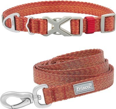 Frisco Outdoor Heathered Nylon Collar, Flamepoint Orange, Small - Neck: 10-14-in, Width: 5/8-in + Dog Leash, Flamepoint Orange, Small - Length: 6-ft, Width: 5/8-in, slide 1 of 1