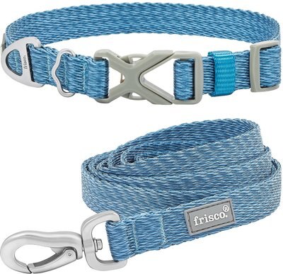 Frisco Outdoor Heathered Nylon Collar, River Blue, Extra Small, Neck: 8-12-in, Width: 5/8th-in + Dog Leash, River Blue, Small - Length: 6-ft, Width: 5/8-in, slide 1 of 1