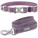 Frisco Outdoor Heathered Nylon Collar, Shadow Purple, Extra Small, Neck: 8-12-in, Width: 5/8th-in + Dog Leash, Shadow Purple, Small - Length: 6-ft, Width: 5/8-in