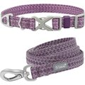 Frisco Outdoor Heathered Nylon Collar, Shadow Purple, Large, Neck: 18 -26-in, Width: 1-in + Dog Leash, Shadow Purple, Large - Length: 6-ft, Width: 1-in