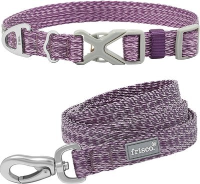 Frisco Outdoor Heathered Nylon Collar, Shadow Purple, Medium - Neck: 14-20-in, Width: 3/4-in + Dog Leash, Shadow Purple, Medium - Length: 6-ft, Width: 3/4-in   , slide 1 of 1