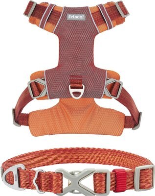 Frisco Outdoor Lightweight Ripstop Nylon Harness, Flamepoint Orange, Extra Large, Neck: 22 to 34-in, Girth: 32 to 44-in + Heathered Nylon Collar, Flamepoint Orange, Large, Neck: 18 -26-in, Width: 1-in, slide 1 of 1