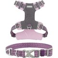 Frisco Outdoor Lightweight Ripstop Nylon Harness, Shadow Purple, Extra Large, Neck: 22 to 34-in, Girth: 32 to 44-in + Heathered Nylon Collar, Shadow Purple, Large, Neck: 18 -26-in, Width: 1-in