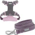 Frisco Outdoor Lightweight Ripstop Nylon Harness, Shadow Purple, Large, Neck: 18 to 28-in, Girth 24 to 34-in + Heathered Dog Leash, Shadow Purple, Large - Length: 6-ft, Width: 1-in