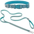 Frisco Outdoor Nylon Reflective Comfort Padded Collar, Bayou Teal, Small - Neck: 10-14-in, Width: 5/8-in + Dog Leash, Bayou Teal, Small - Length: 6-ft, Width: 5/8-in