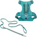 Frisco Outdoor Premium Ripstop Nylon Harness with Pocket, Bayou Teal, Medium, Neck: 15 to 23-in, Girth, 20 to 28-in + Reflective Comfort Padded Dog Leash, Bayou Teal, Medium - Length: 6-ft, Width: 3/4-in   
