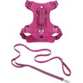 Frisco Outdoor Premium Ripstop Nylon Harness with Pocket, Boysenberry Purple, Large, Neck: 18 to 28-in, Girth 24 to 34-in + Reflective Comfort Padded Dog Leash, Boysenberry Purple, Large - Length: 6-ft, Width: 1-in