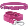Frisco Outdoor Solid Textured Waterproof Stink Proof PVC Collar, Boysenberry Purple, Extra Small, Neck: 8-12-in, Width: 5/8th -in + Dog Leash, Boysenberry Purple, Small - Length: 6-ft, Width: 5/8-in