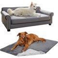 Frisco Sofa Bed with Removable Cover, Large, Gray + Eyelash Cat & Dog Blanket, Silver
