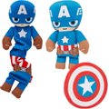 Marvel's Captain America Bungee Plush Squeaky Dog Toy + Captain America and Shield Plush Cat Toy with Catnip, 2 count