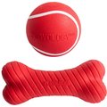 Playology All Natural Squeaky Chew Ball, Medium/Large, Beef Scented + Dual Layer Bone Dog Toy, Medium, Beef Scented
