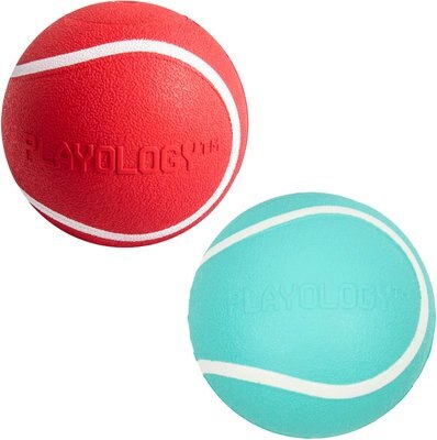 Playology All Natural Squeaky Chew Ball, Medium/Large, Beef Scented + Squeaky Chew Ball Dog Toy, Medium/Large, Peanut Butter Scented, slide 1 of 1