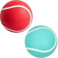 Playology All Natural Squeaky Chew Ball, Medium/Large, Beef Scented + Squeaky Chew Ball Dog Toy, Medium/Large, Peanut Butter Scented