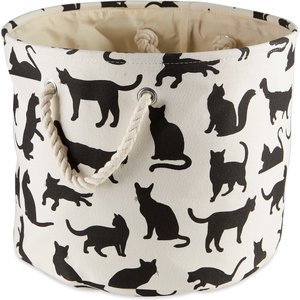 Bone Dry Cats Meow Round Polyester Dog & Cat Collapsible Storage Bin, Small