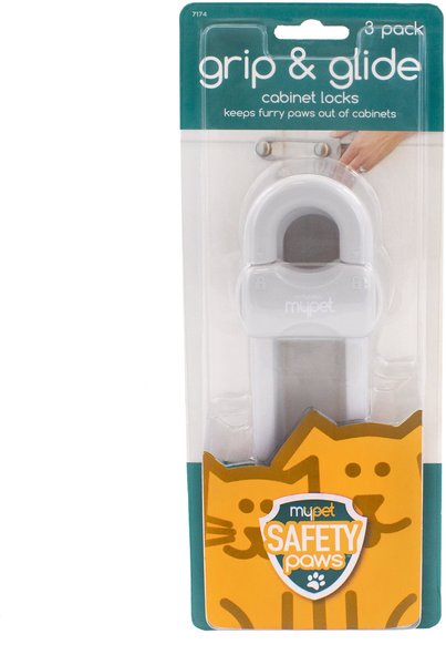 MyPet Safety Paws Grip & Glide Cabinet Locks for Dog & Cat, Gray, 3 count slide 1 of 7