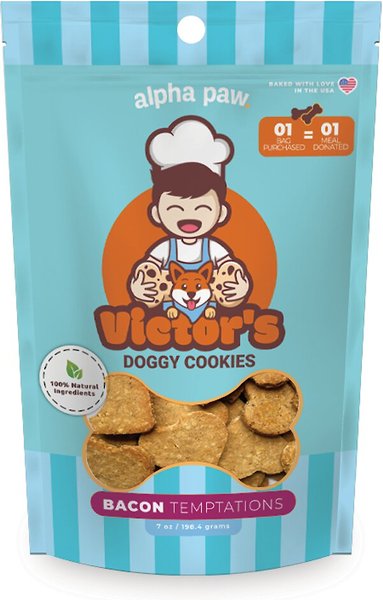 Alpha Paw Victor's Doggy Cookies Bacon Temptations Crunchy Dog Treats, 6-oz bag slide 1 of 3